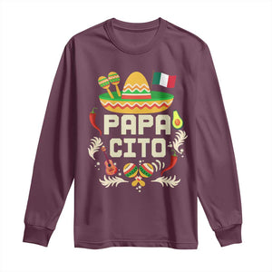 Mexican Dad Long Sleeve Shirt Papa Cito Latino Fathers Day Gift Mexican Pride TS10 Maroon Print Your Wear