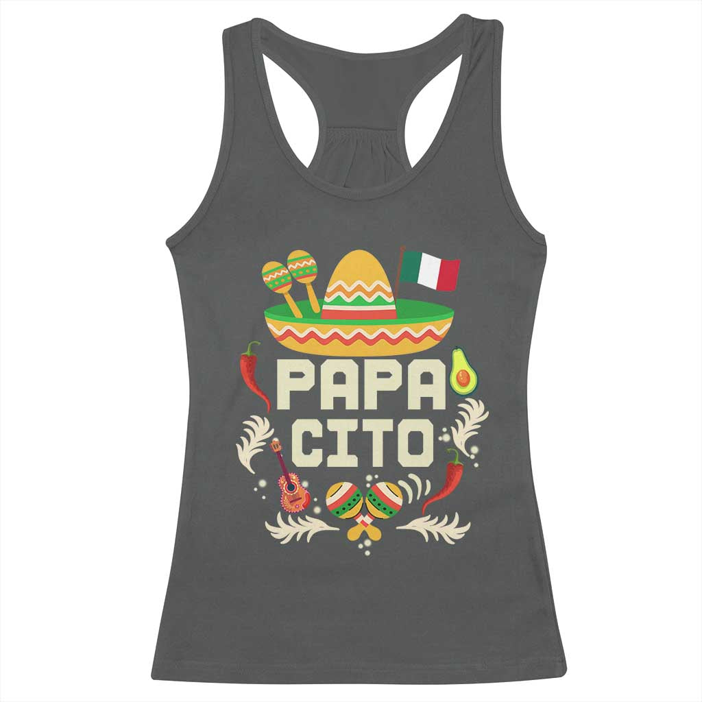 Mexican Dad Racerback Tank Top Papa Cito Latino Fathers Day Gift Mexican Pride TS10 Dark Heather Print Your Wear