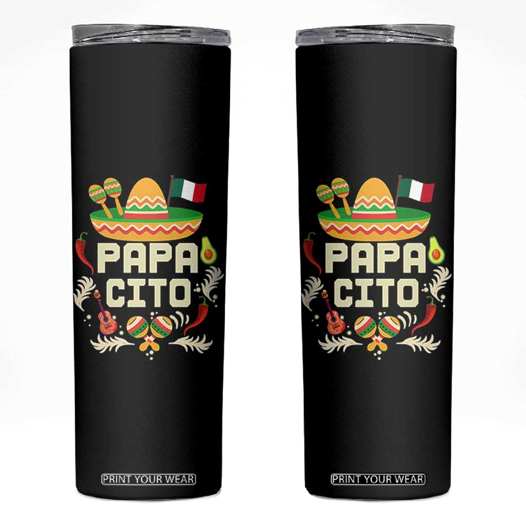 Mexican Dad Skinny Tumbler Papa Cito Latino Fathers Day Gift Mexican Pride TS10 Black Print Your Wear