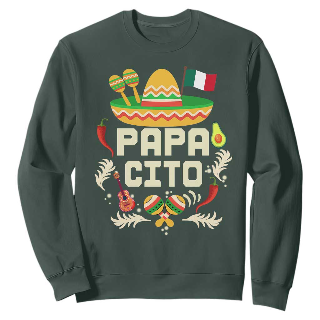 Mexican Dad Sweatshirt Papa Cito Latino Fathers Day Gift Mexican Pride TS10 Dark Forest Green Print Your Wear
