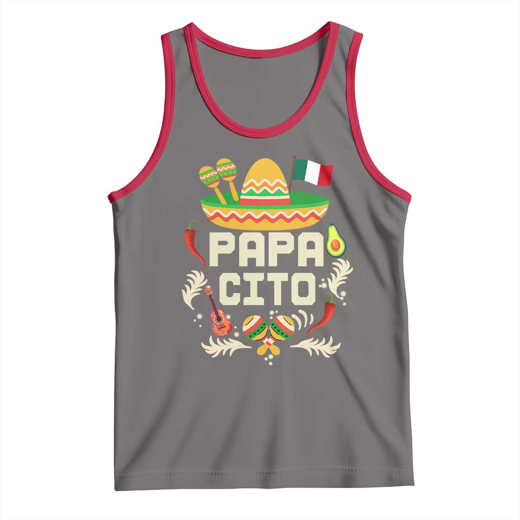 Mexican Dad Tank Top Papa Cito Latino Fathers Day Gift Mexican Pride TS10 Deep Heather Red Print Your Wear