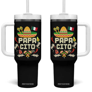 Mexican Dad Tumbler With Handle Papa Cito Latino Fathers Day Gift Mexican Pride TS10 One Size: 40 oz Black Print Your Wear