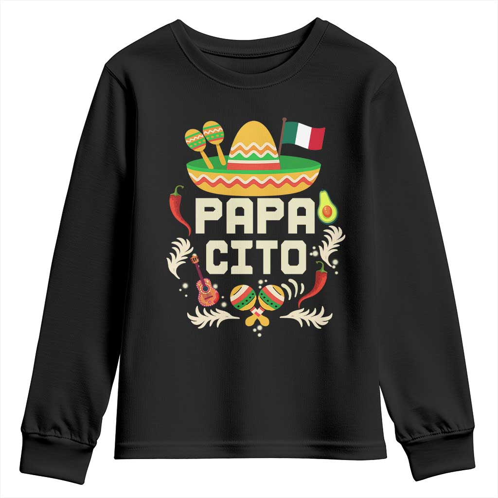 Mexican Dad Youth Sweatshirt Papa Cito Latino Fathers Day Gift Mexican Pride TS10 Black Print Your Wear