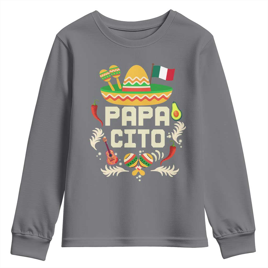 Mexican Dad Youth Sweatshirt Papa Cito Latino Fathers Day Gift Mexican Pride TS10 Charcoal Print Your Wear