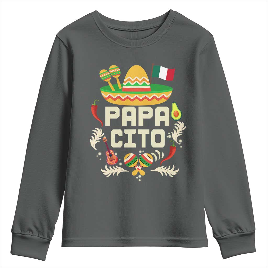 Mexican Dad Youth Sweatshirt Papa Cito Latino Fathers Day Gift Mexican Pride TS10 Dark Heather Print Your Wear