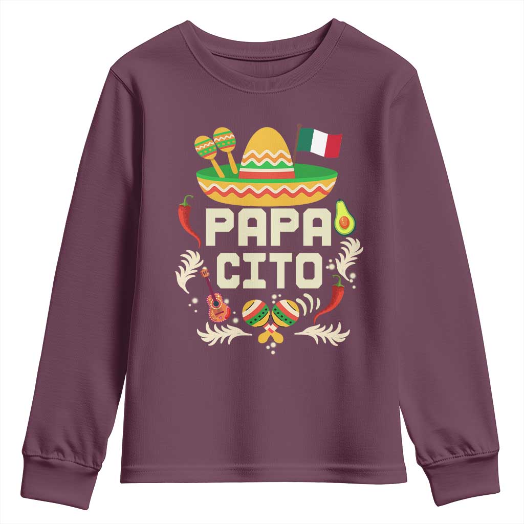 Mexican Dad Youth Sweatshirt Papa Cito Latino Fathers Day Gift Mexican Pride TS10 Maroon Print Your Wear