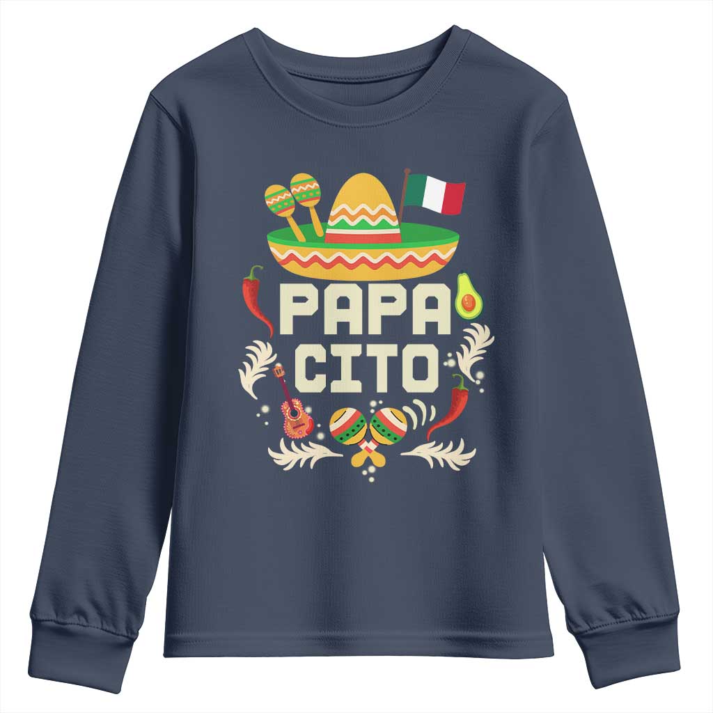 Mexican Dad Youth Sweatshirt Papa Cito Latino Fathers Day Gift Mexican Pride TS10 Navy Print Your Wear