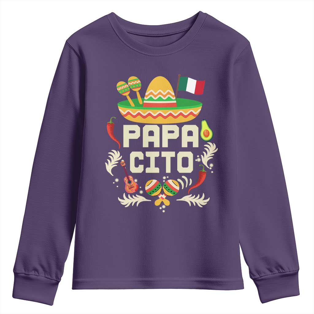 Mexican Dad Youth Sweatshirt Papa Cito Latino Fathers Day Gift Mexican Pride TS10 Purple Print Your Wear