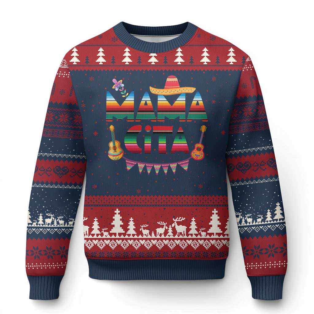 Mama Cita Ugly Christmas Sweater Mexican Mom Latina Mothers Day Gift TS10 Navy Red Print Your Wear