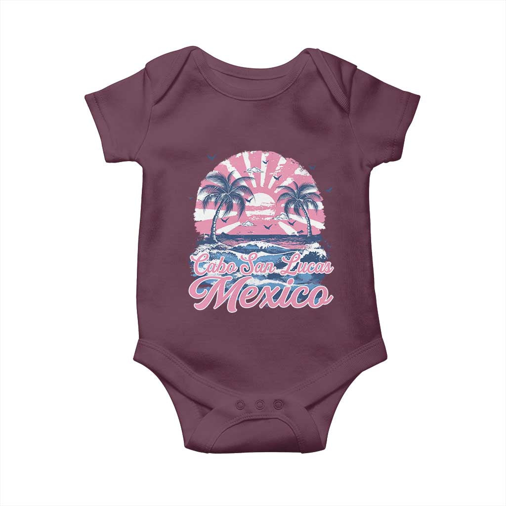 Cabo San Lucas Mexico Baby Onesie Vintage Retro Beach Summer Vacation Family Trip TS10 Maroon Print Your Wear