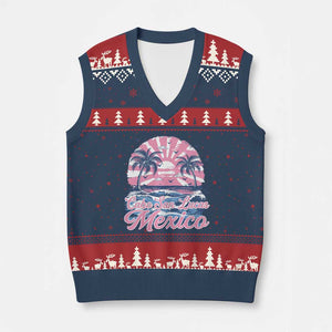 Cabo San Lucas Mexico V-Neck Knit Sweater Vest Vintage Retro Beach Summer Vacation Family Trip TS10 Navy Red Print Your Wear