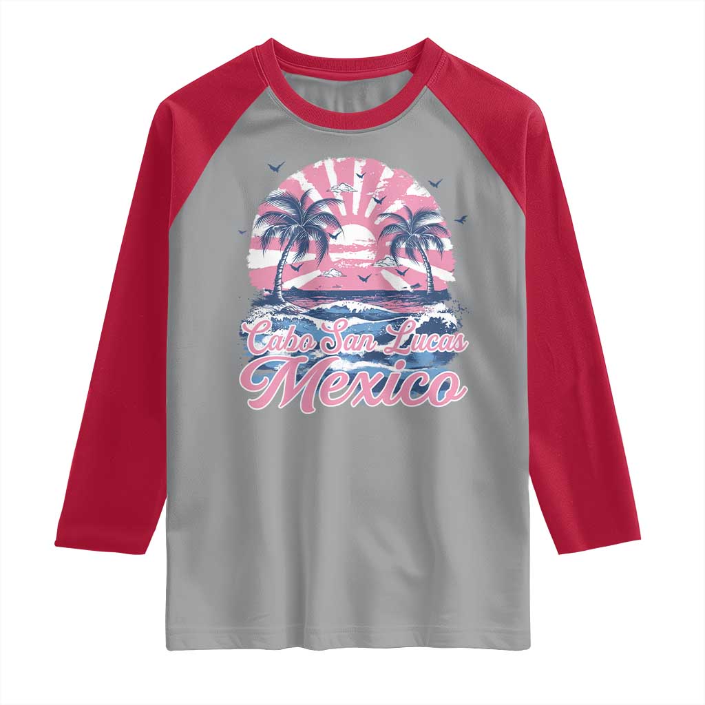 Cabo San Lucas Mexico Raglan Shirt Vintage Retro Beach Summer Vacation Family Trip TS10 Sport Gray Red Print Your Wear