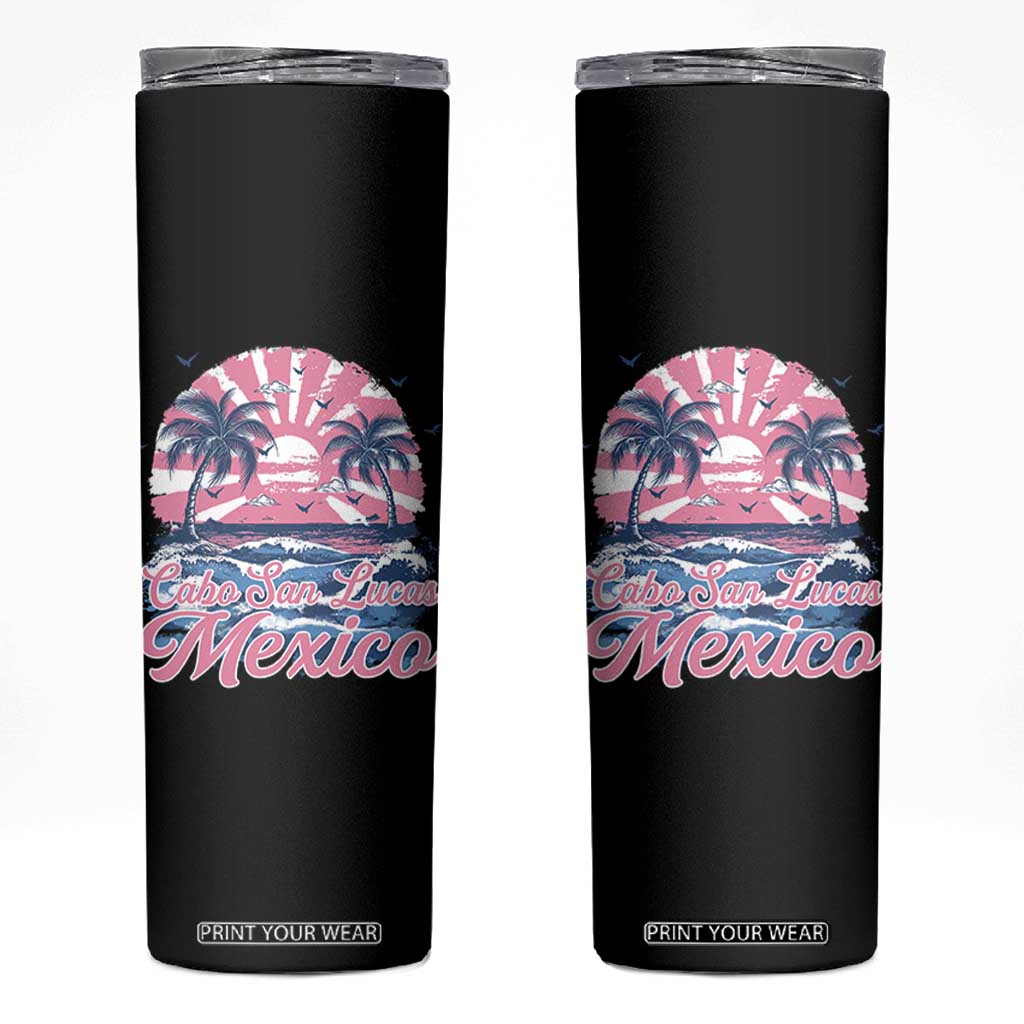 Cabo San Lucas Mexico Skinny Tumbler Vintage Retro Beach Summer Vacation Family Trip TS10 Black Print Your Wear