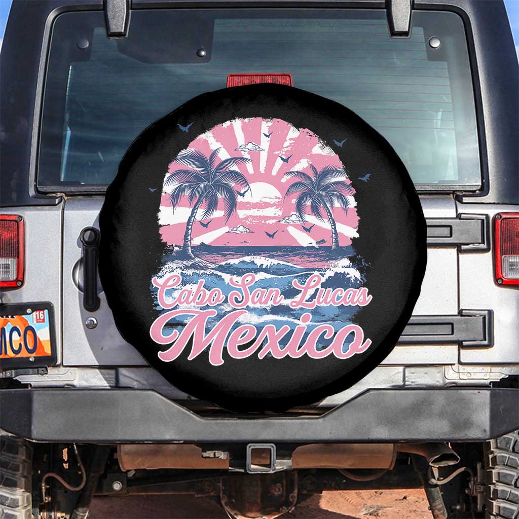 Cabo San Lucas Mexico Spare Tire Cover Vintage Retro Beach Summer Vacation Family Trip TS10 No hole Black Print Your Wear