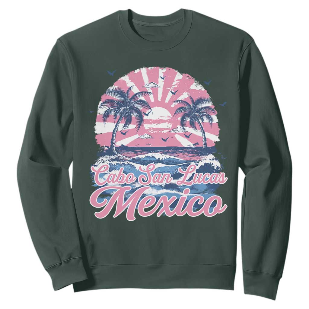Cabo San Lucas Mexico Sweatshirt Vintage Retro Beach Summer Vacation Family Trip TS10 Dark Forest Green Print Your Wear