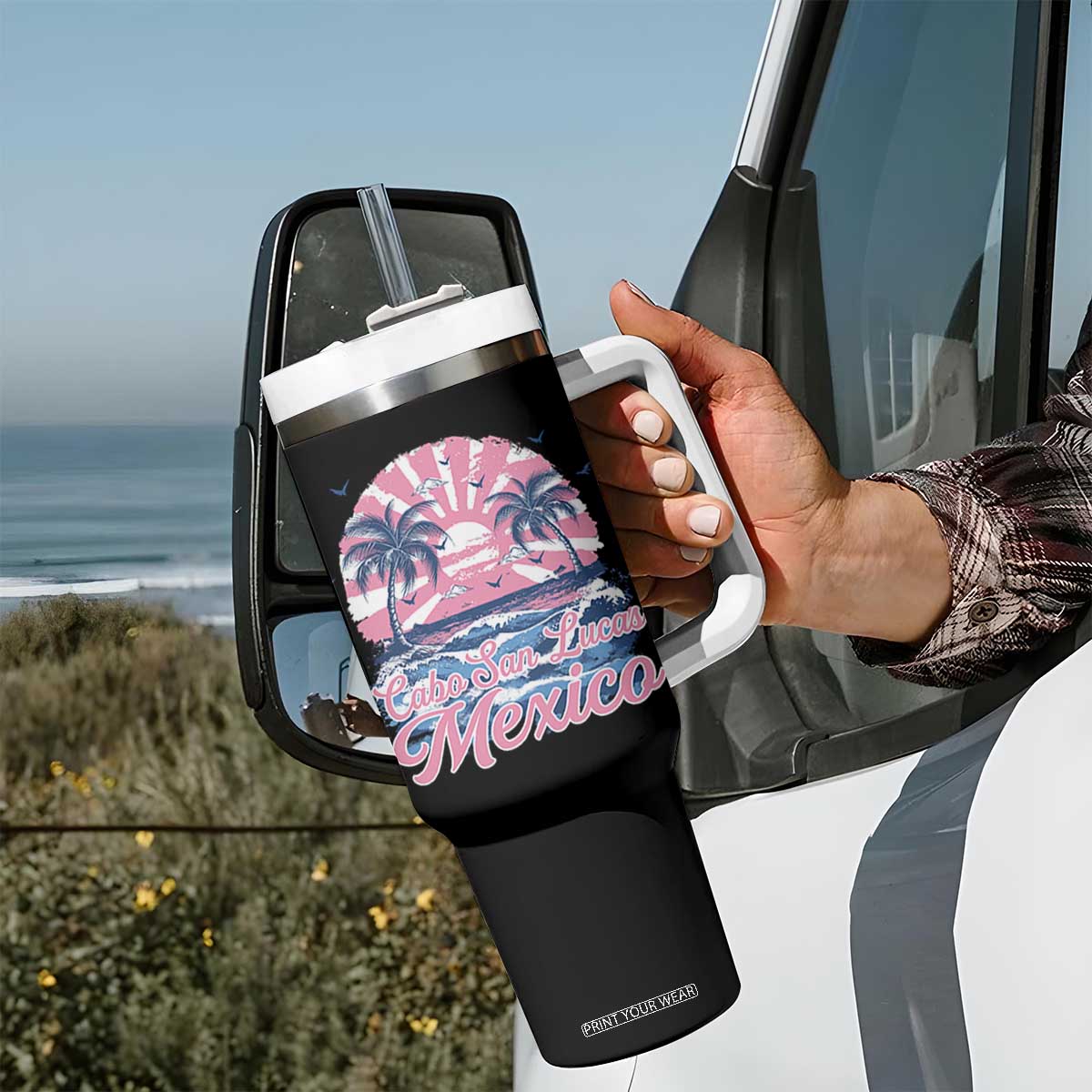 Cabo San Lucas Mexico Tumbler With Handle Vintage Retro Beach Summer Vacation Family Trip TS10 Print Your Wear