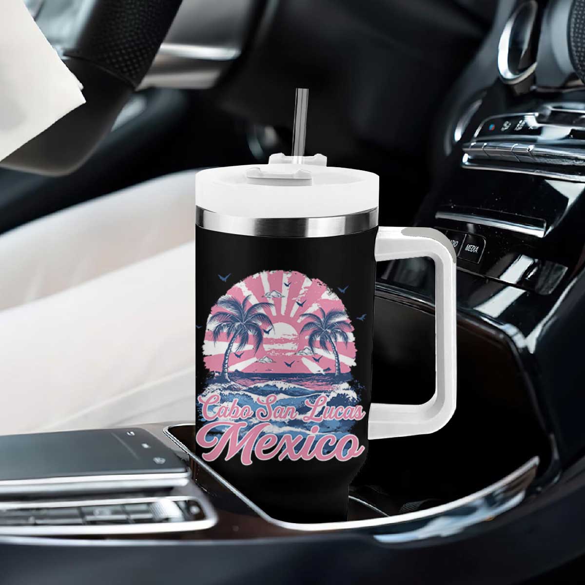 Cabo San Lucas Mexico Tumbler With Handle Vintage Retro Beach Summer Vacation Family Trip TS10 Print Your Wear