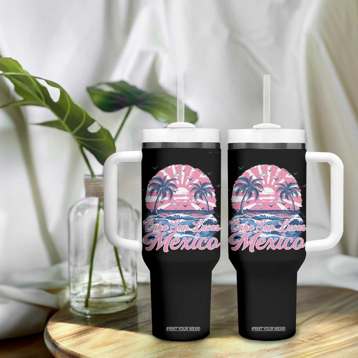 Cabo San Lucas Mexico Tumbler With Handle Vintage Retro Beach Summer Vacation Family Trip TS10 Print Your Wear