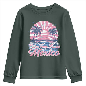 Cabo San Lucas Mexico Youth Sweatshirt Vintage Retro Beach Summer Vacation Family Trip TS10 Dark Forest Green Print Your Wear