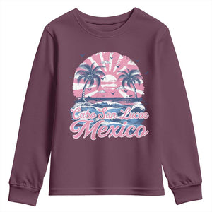 Cabo San Lucas Mexico Youth Sweatshirt Vintage Retro Beach Summer Vacation Family Trip TS10 Maroon Print Your Wear