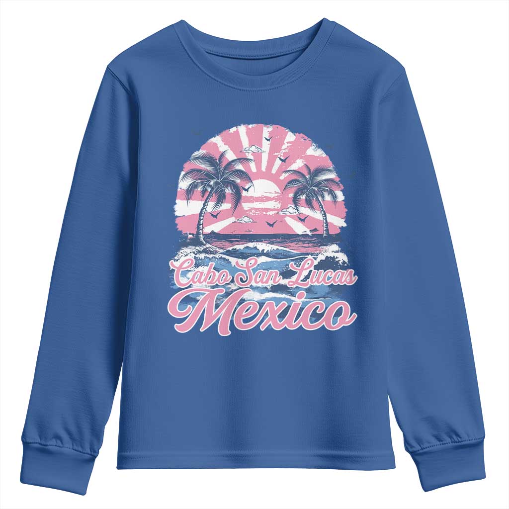 Cabo San Lucas Mexico Youth Sweatshirt Vintage Retro Beach Summer Vacation Family Trip TS10 Royal Blue Print Your Wear