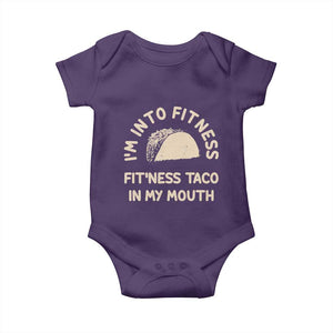Funny Taco Fitness Baby Onesie Im Into Fitness Taco In My Mouth Mexican Humor TS10 Purple Print Your Wear