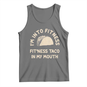 Funny Taco Fitness Tank Top Im Into Fitness Taco In My Mouth Mexican Humor TS10 Black Heather Print Your Wear
