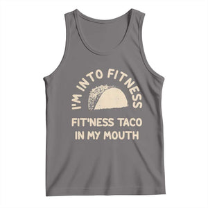 Funny Taco Fitness Tank Top Im Into Fitness Taco In My Mouth Mexican Humor TS10 Deep Heather Print Your Wear