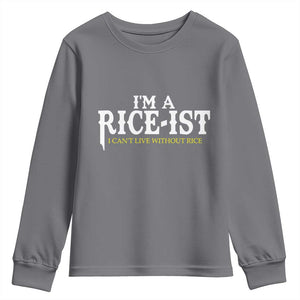 Rice Lover Youth Sweatshirt Im a Rice-Ist Rice Asian Food Humor TS10 Charcoal Print Your Wear