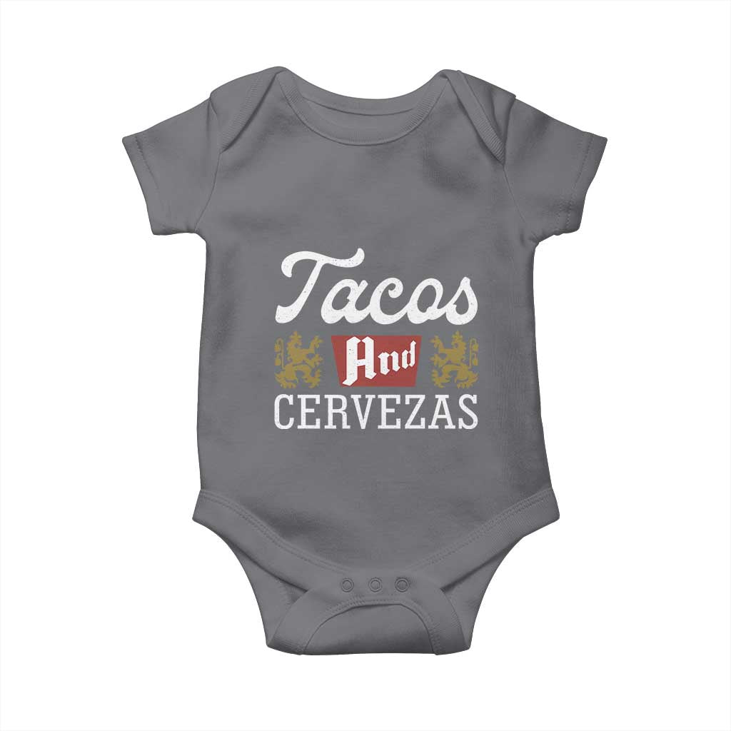 Tacos And Cervezas Baby Onesie Mexican Food Beer Humor TS10 Charcoal Print Your Wear