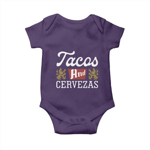 Tacos And Cervezas Baby Onesie Mexican Food Beer Humor TS10 Purple Print Your Wear