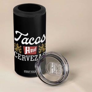 Tacos And Cervezas 4 in 1 Can Cooler Tumbler Mexican Food Beer Humor TS10 Print Your Wear