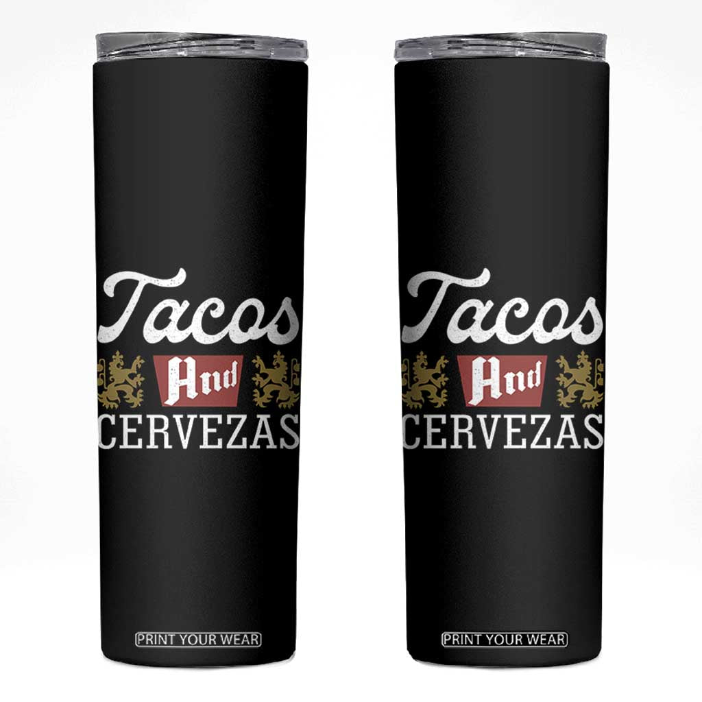 Tacos And Cervezas Skinny Tumbler Mexican Food Beer Humor TS10 Black Print Your Wear