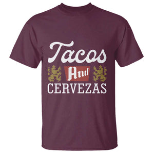 Tacos And Cervezas T Shirt Mexican Food Beer Humor TS10 Maroon Print Your Wear
