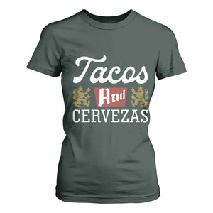 Tacos And Cervezas T Shirt For Women Mexican Food Beer Humor TS10 Dark Forest Green Print Your Wear