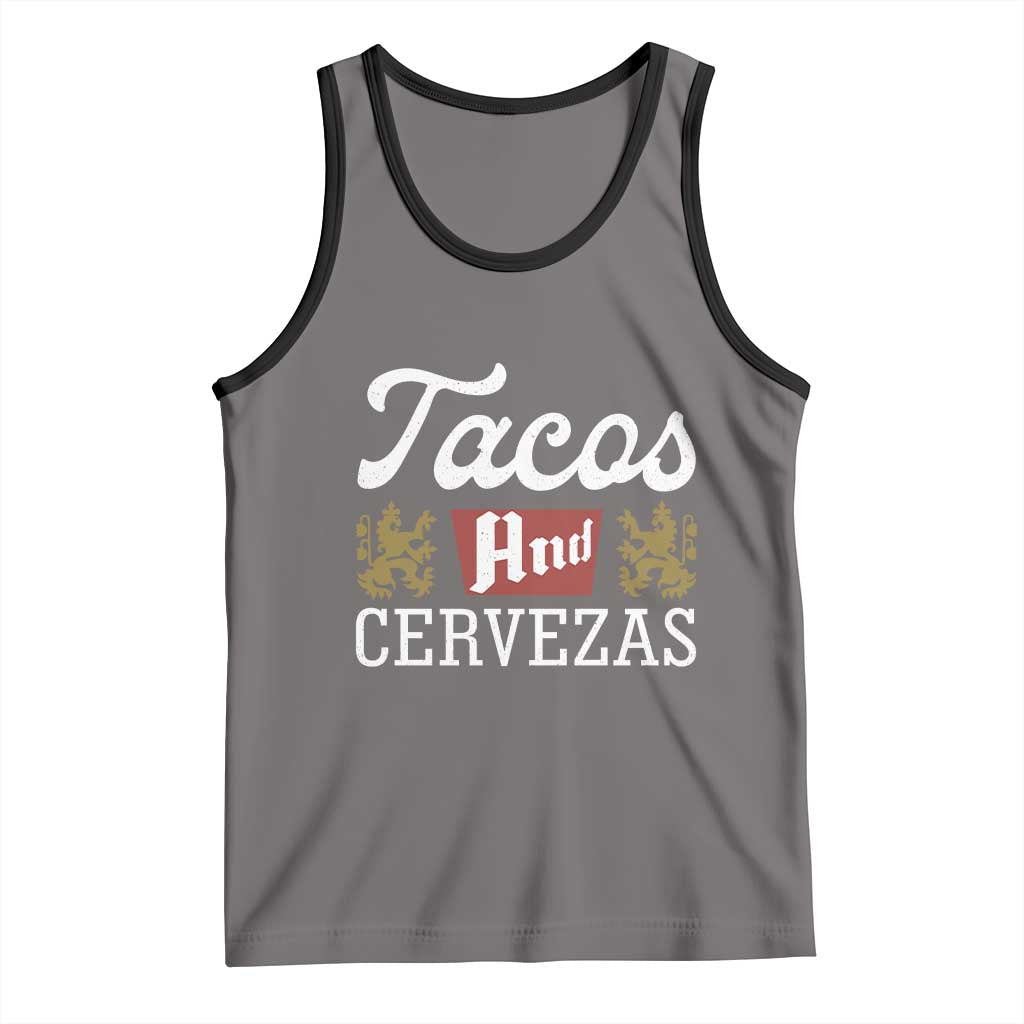Tacos And Cervezas Tank Top Mexican Food Beer Humor TS10 Deep Heather Black Print Your Wear