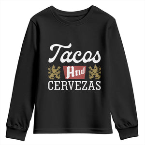 Tacos And Cervezas Youth Sweatshirt Mexican Food Beer Humor TS10 Black Print Your Wear