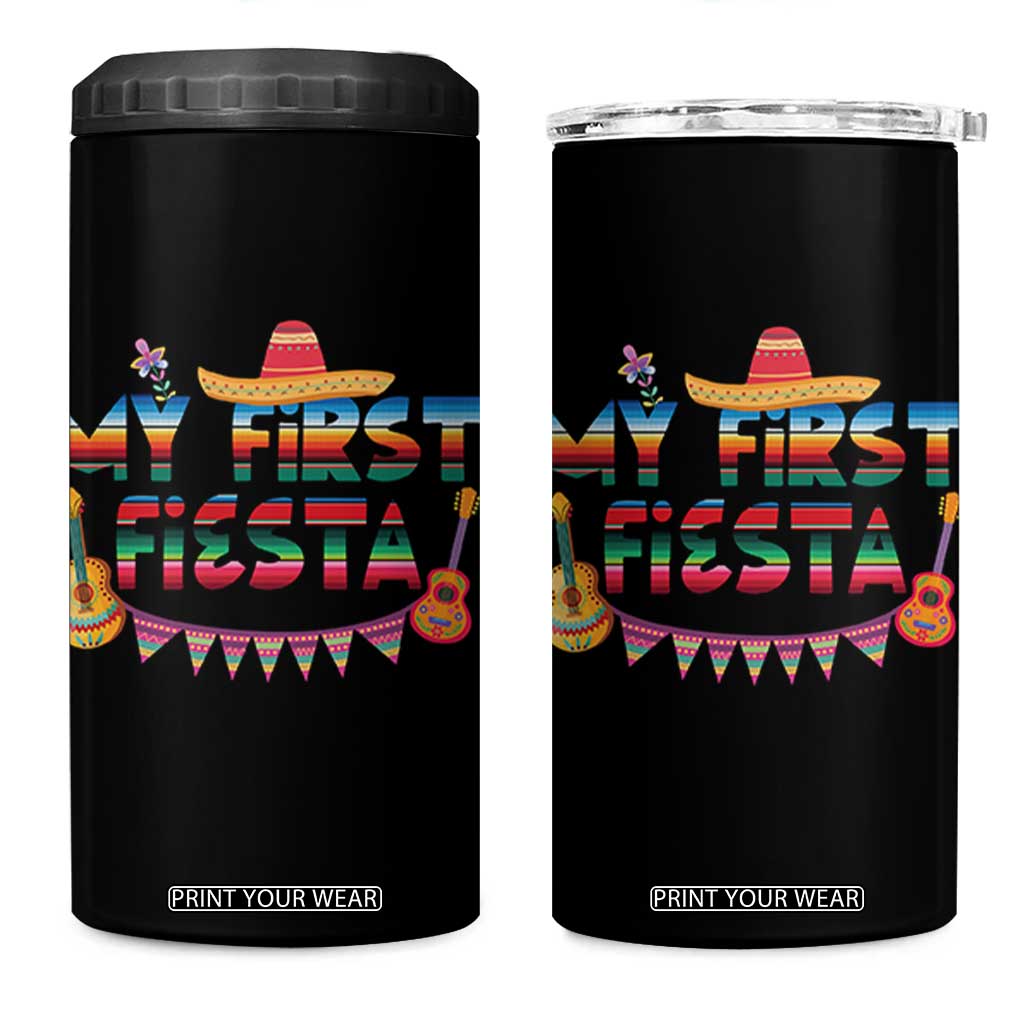 My First Fiesta 4 in 1 Can Cooler Tumbler Baby Cinco De Mayo Mexican Fiesta Outfit TS10 One Size: 16 oz Black Print Your Wear