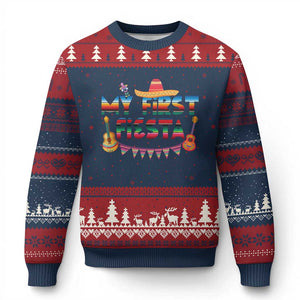 My First Fiesta Ugly Christmas Sweater Baby Cinco De Mayo Mexican Fiesta Outfit TS10 Navy Red Print Your Wear