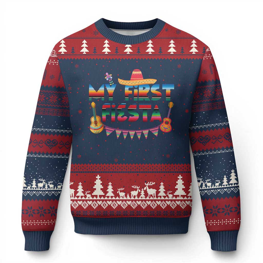 My First Fiesta Ugly Christmas Sweater Baby Cinco De Mayo Mexican Fiesta Outfit TS10 Navy Red Print Your Wear