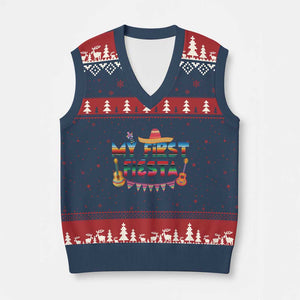 My First Fiesta V-Neck Knit Sweater Vest Baby Cinco De Mayo Mexican Fiesta Outfit TS10 Navy Red Print Your Wear