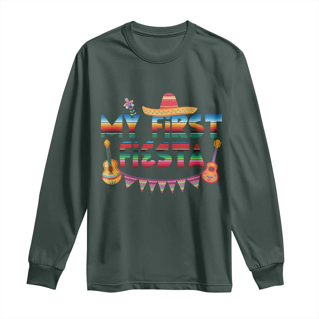 My First Fiesta Long Sleeve Shirt Baby Cinco De Mayo Mexican Fiesta Outfit TS10 Dark Forest Green Print Your Wear