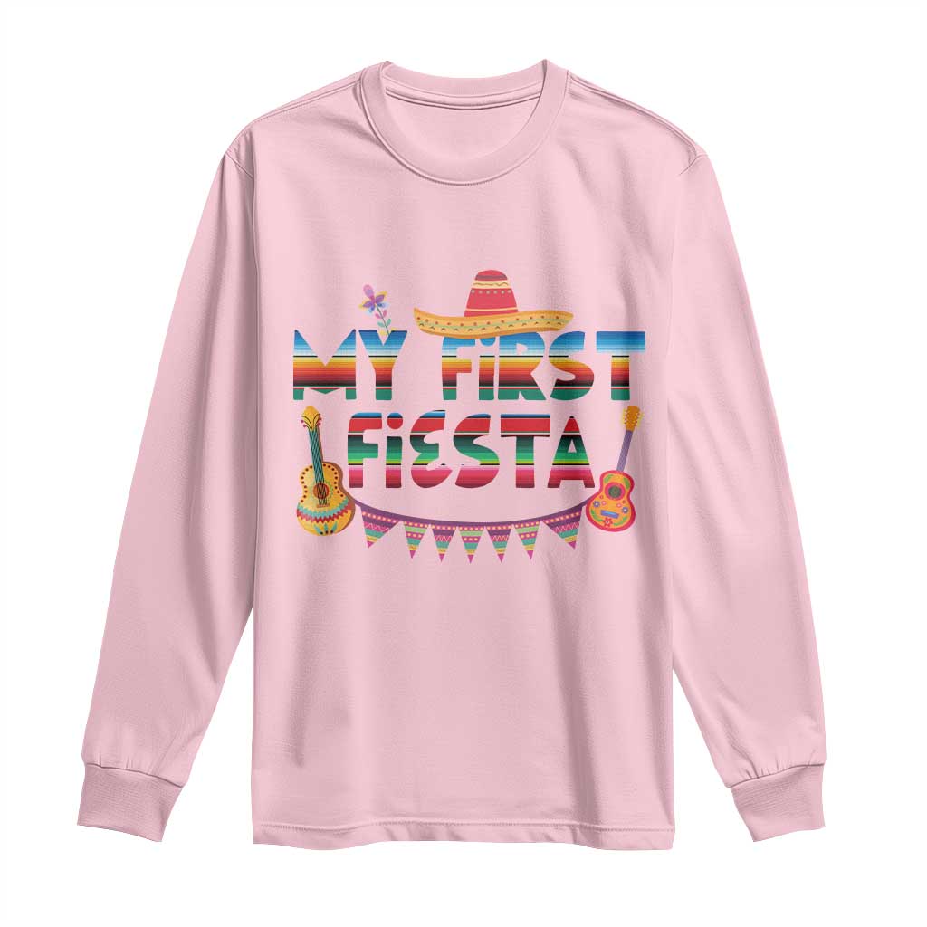 My First Fiesta Long Sleeve Shirt Baby Cinco De Mayo Mexican Fiesta Outfit TS10 Light Pink Print Your Wear