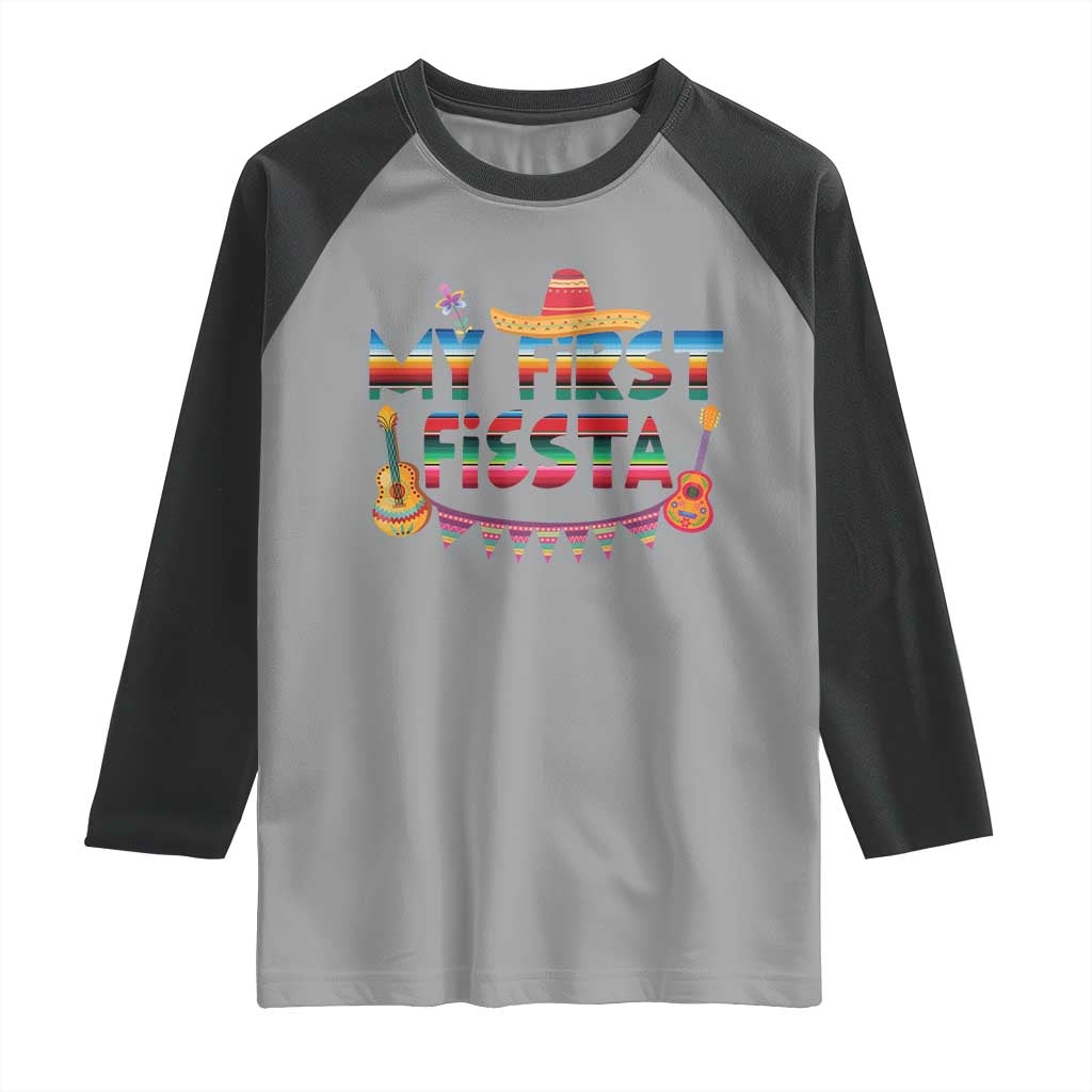 My First Fiesta Raglan Shirt Baby Cinco De Mayo Mexican Fiesta Outfit TS10 Sport Gray Black Print Your Wear