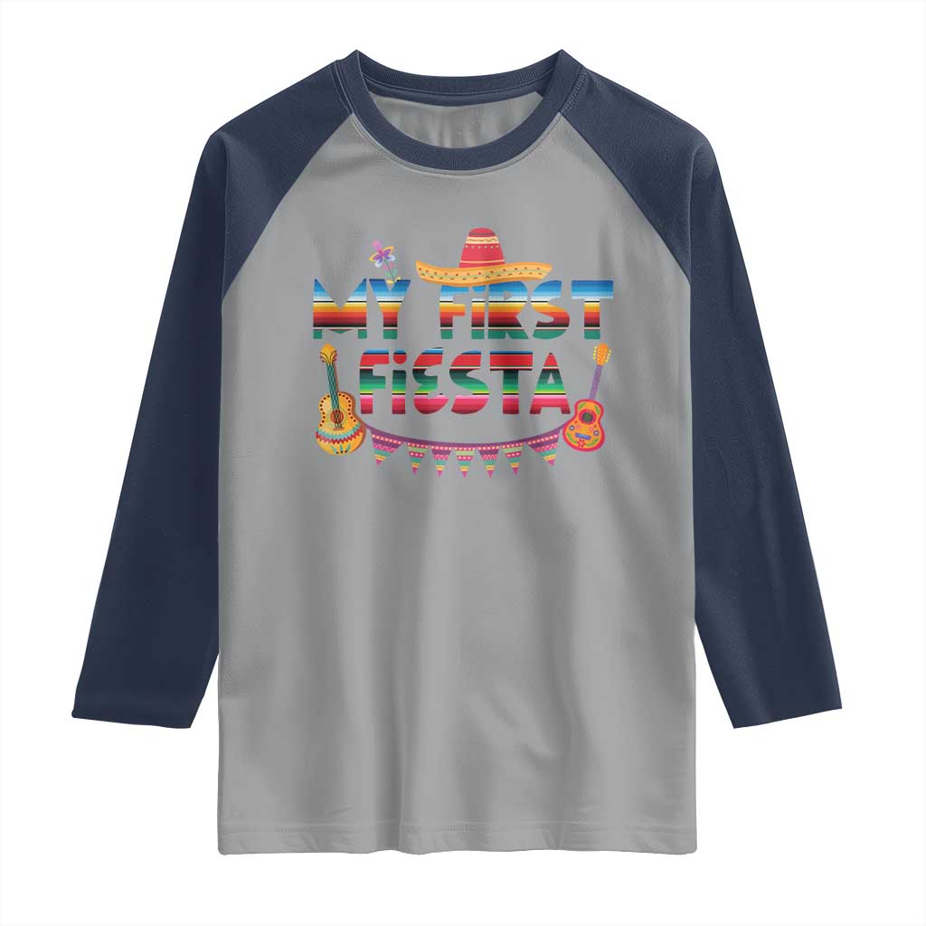 My First Fiesta Raglan Shirt Baby Cinco De Mayo Mexican Fiesta Outfit TS10 Sport Gray Navy Print Your Wear