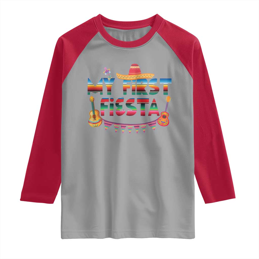 My First Fiesta Raglan Shirt Baby Cinco De Mayo Mexican Fiesta Outfit TS10 Sport Gray Red Print Your Wear