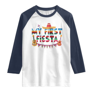 My First Fiesta Raglan Shirt Baby Cinco De Mayo Mexican Fiesta Outfit TS10 White Navy Print Your Wear
