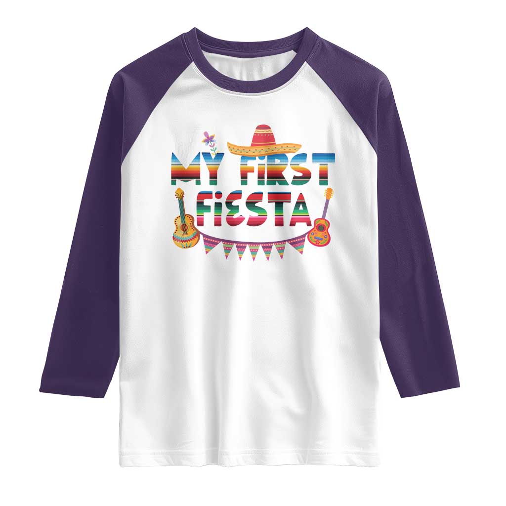 My First Fiesta Raglan Shirt Baby Cinco De Mayo Mexican Fiesta Outfit TS10 White Purple Print Your Wear