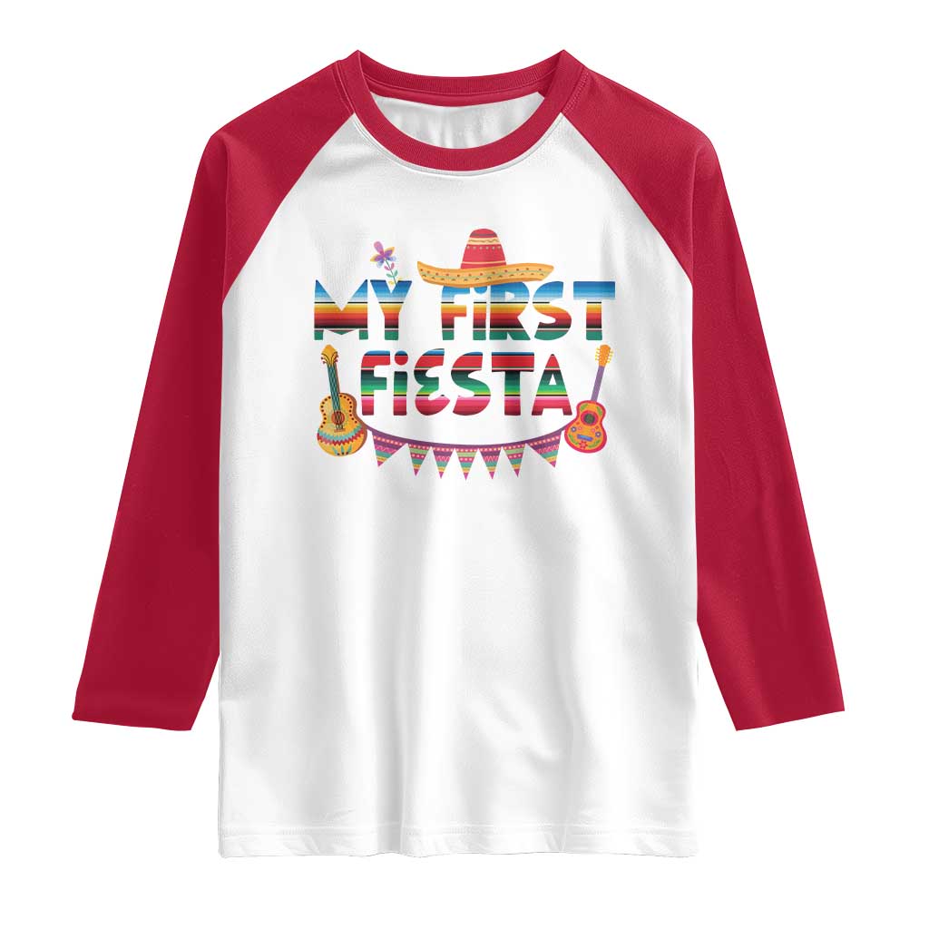 My First Fiesta Raglan Shirt Baby Cinco De Mayo Mexican Fiesta Outfit TS10 White Red Print Your Wear