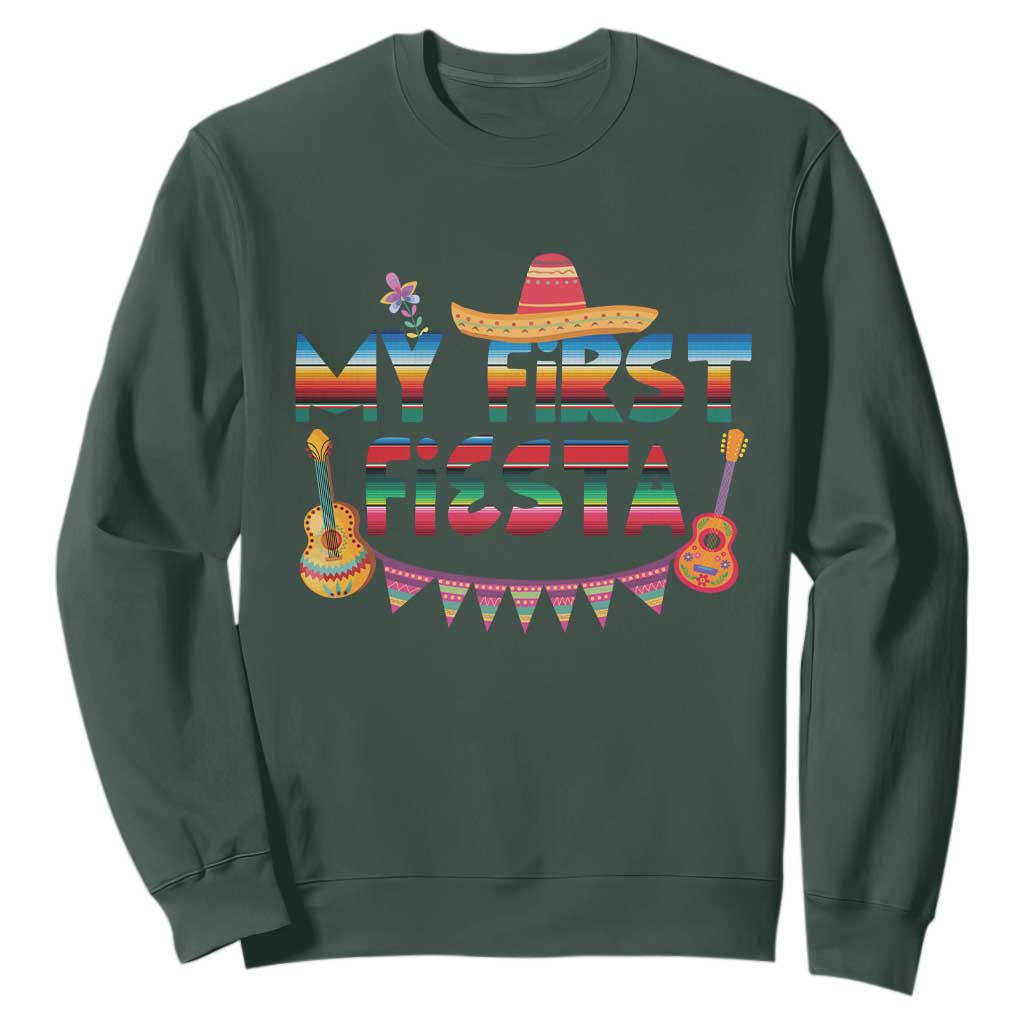 My First Fiesta Sweatshirt Baby Cinco De Mayo Mexican Fiesta Outfit TS10 Dark Forest Green Print Your Wear